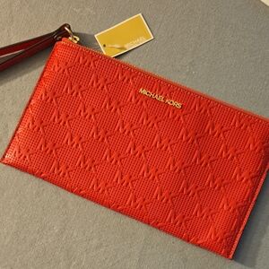 Michael Kors Red Embossed Clutch Wristlet